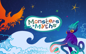 A kraken, phoenix, and logo for our Monsters and Myths program.